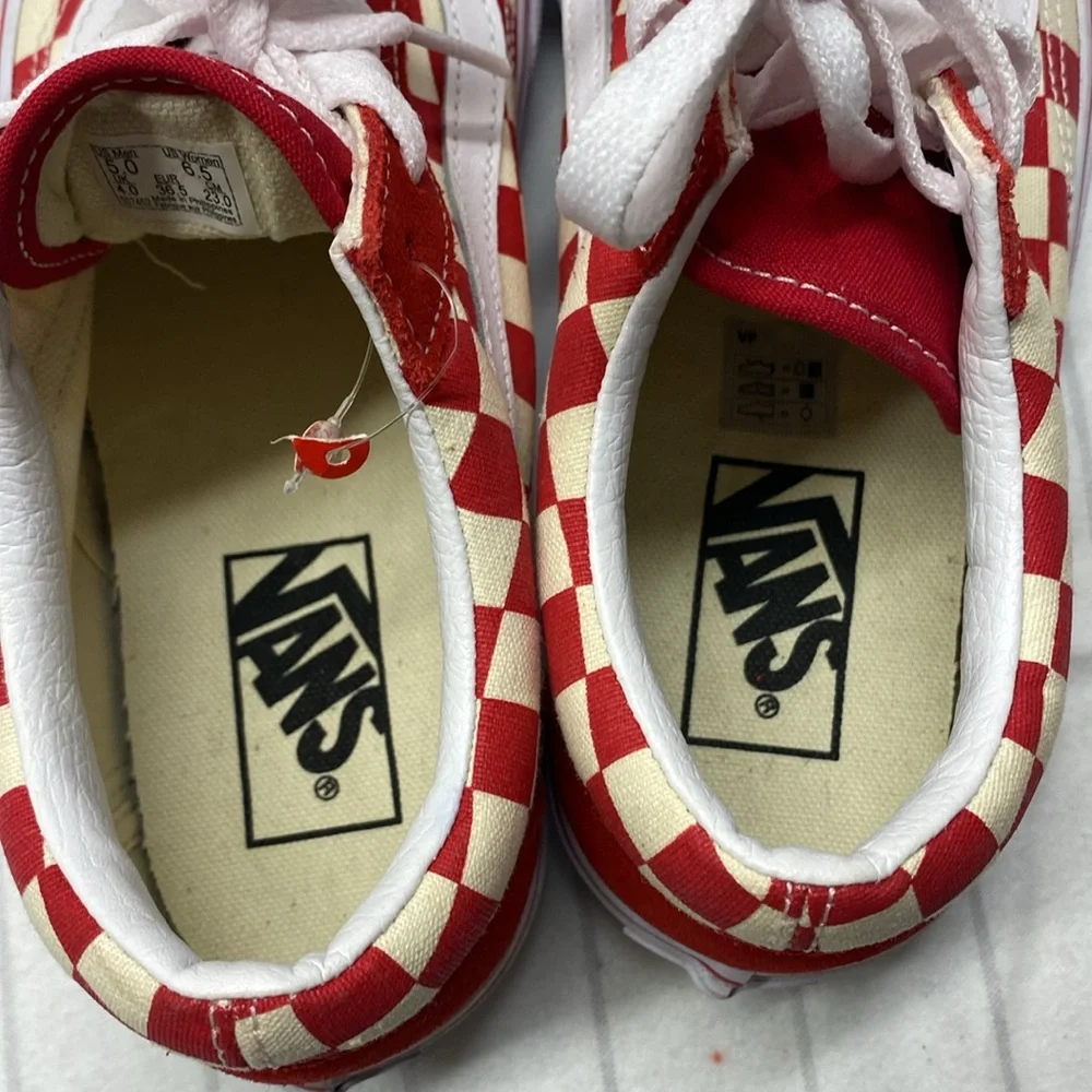 Vans Old Skool Checkerboard‎ Racing Red Checkered Sneakers, Size 5.0 - Picture 8 of 9